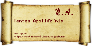 Mentes Apollónia névjegykártya